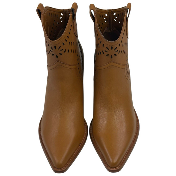 Marc Fisher Elyma Pointed Toe Western Tan Leather Booties Womens 7.5M New $199 - Picture 2 of 11